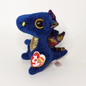 TY Beanie Boos 2020 Blue Gold Sparkle Saffire Dragon Plush 9” Stuffed Animal
